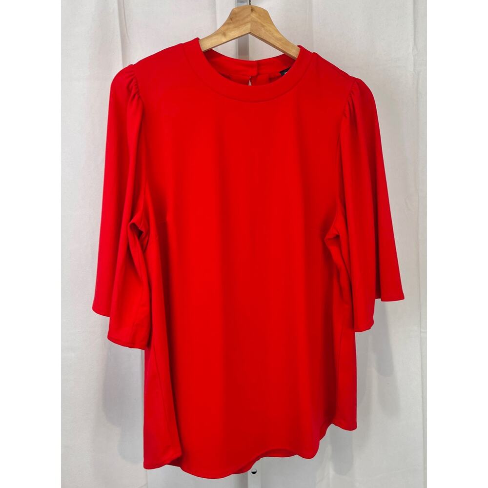 UNIVERSAL STANDARD Crepe Jersey Capelet Blouse Elbow Sleeve Top Red XS 10 12